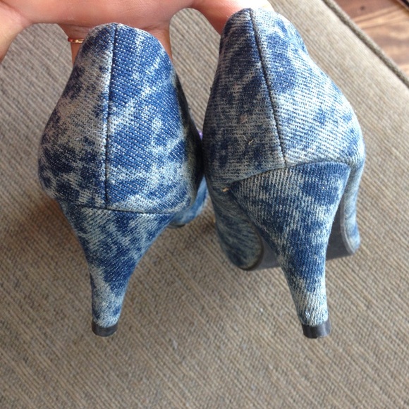 Custom Blue White Tie Dye Beads Heels Shoes US 6.5 - Picture 6 of 8